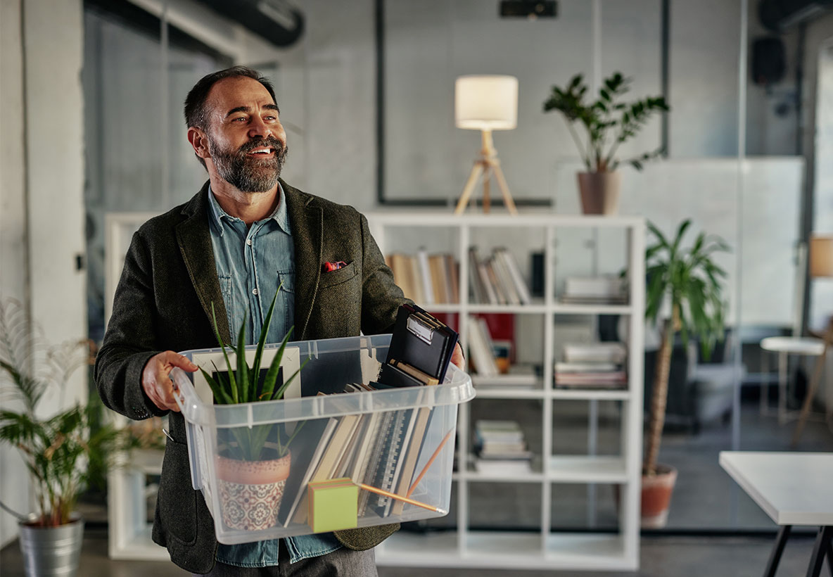 Self Employed Man Moving Offices